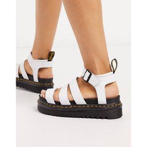 Doc Martens Blaire Flatform White Leather Sandals Women's Size 9 41